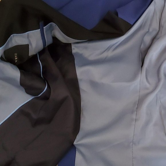 Zara Men's Tuxedo Jacket Blue Black Notch Lapel Lined Dinner Coat Size 36 NWT - Picture 11 of 11